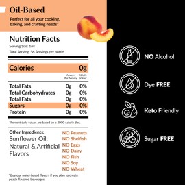 Dolce Flav Peach Extract (Oil-Soluble) 8 oz – Kosher, Sugar-Free, Concentrated Juicy Peach Flavoring for Baking, Chocolates & Desserts, Includes Measured Dropper