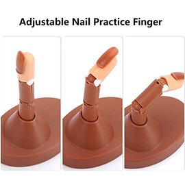 LIONVISON Dedos de práctica de uñas para uñas acrílicas, juego de dedos de manicura flexibles para manos, 3 dedos falsos para practicar uñas postizas con soporte base y 100 puntas de uñas de repuesto