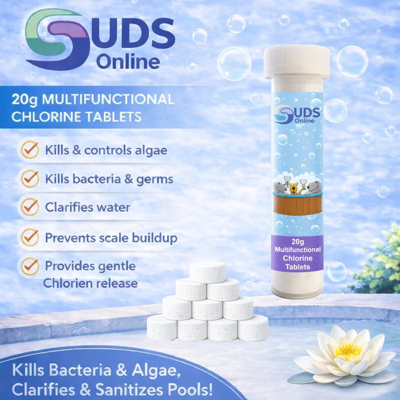 SUDS-ONLINE 20 x 20gram Chlorine Tablet Hot Tubs Swimming Pool