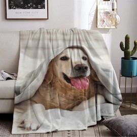 LLTTEER Dog Printed Cuddly Blanket, Children's Blanket 3D Print Animal Dog Fluffy Plush Blanket, Fleece Bedspread Blanket, TV Blankets for Bed Sofa (Dog 01, 130 x 150 cm)