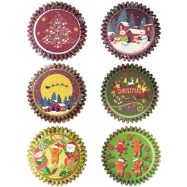 Gcardist Christmas 300-Count Standard Gradient Cupcake Liners Cupcake Cups 6 Original Design Christmas Gingerbread Man Cupcake Papers Baking Cups Cupcake Wrappers (Standard Size)