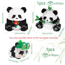 Xbessc 3 In 1 Panda Bausteine Set Mini Klemmbausteine Tiere ABS Panda Bricks Niedlich Tier Building Block Set Panda Geschenk Robust und Stabil für Kinder Ab 7 Jahren Erwachsene