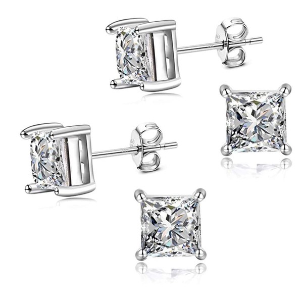 2 Pairs Adabele Real 925 Sterling Silver Hypoallergenic 2 Carat