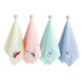 Satiskid Children's Hand Towels, Soft, 4 Colours, 50 x 25 cm, Children's Cotton Towel, Bath Towels, Face Cloths, Wash Cloth, Baby Bath Towel for Children, Pack of 4