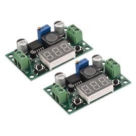 sourcing map DC-DC Buck Converter Voltage Regulator Adjustable Buck Module LM 2596 with LED Display Voltmeter Green 4-40V to 1.25-37V 3A 2 Pcs