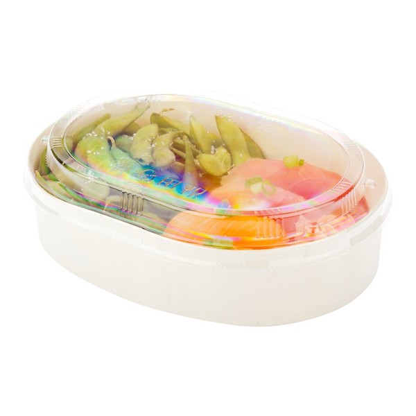 LIDS ONLY: Taipei 7.8 Inch Oval Lids, 100 Plastic Lids For 38 oz Oval Wooden Containers - Containers Sold Separately, Clear Plastic To Go Box Lids - Restaurantware