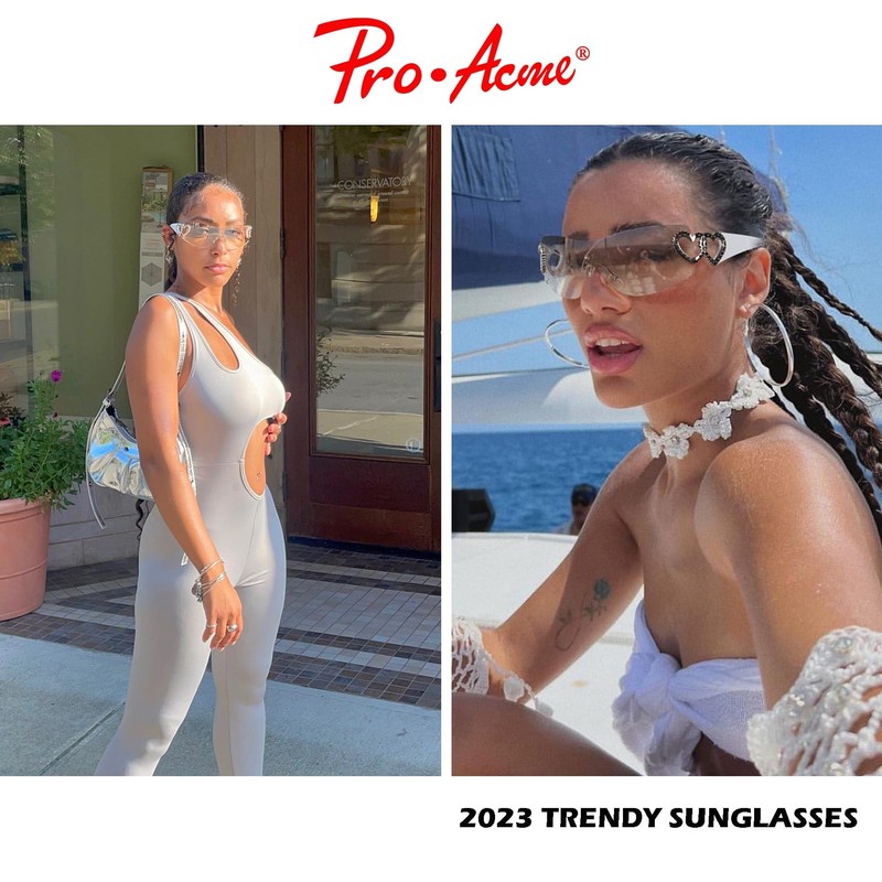 Pro Acme Wrap Around Rimless Sunglasses for Women Men Oversized