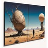 The Plum Penguin Surrealist Landscape Twin-Set Wall Art A4 Wooden