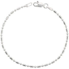 Sterling Silver Dot Dash Pallini Bead Ball Chain Bracelet 1.8mm Nickel free Italy, 8 inch