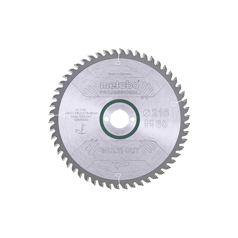 Metabo 628083000 Circular Saw-Blade HW/CT 216x30,60 FZ/TR, Green