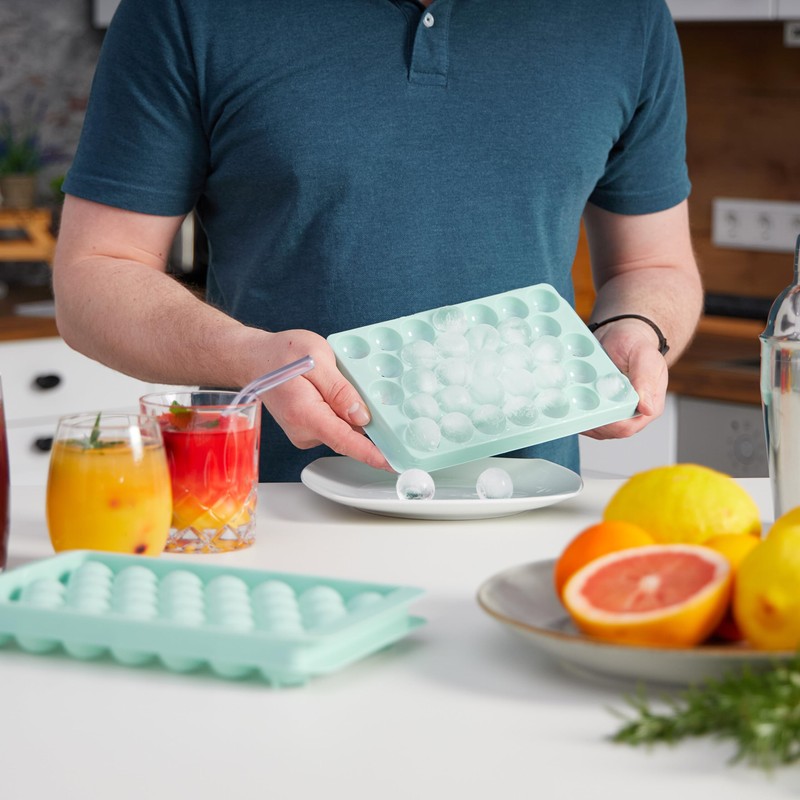 Relaxdays Ice Cube Tray, Round, Set of 3, Reusable, 2.5