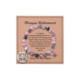 Retirement Gift Bracelet for Women Teacher Coworker Friend Inspirational Gifts for Women Friends Natural Stone Bracelets Pink Bracelets