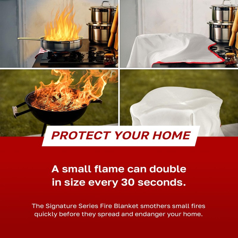 Signature Series Fire Blanket, Flame Suppression Fiberglass Blanket for Home