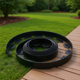 Plastic Garden Border 20ft X 2 UV Resistant Flexible Lawn Edging Roll With Spikes For Landscaping DeckingDefault: Default
