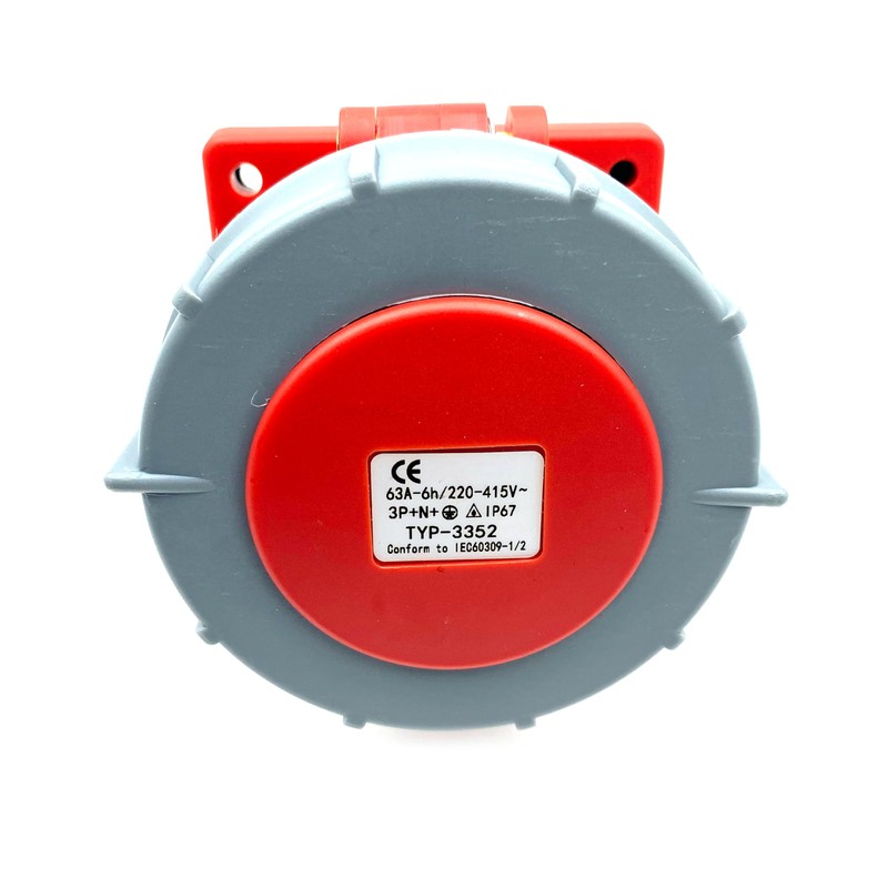 IEC 60309 Waterproof Industrial Connector Socket, 5Pin 63A 380V-415V 3P+E+N