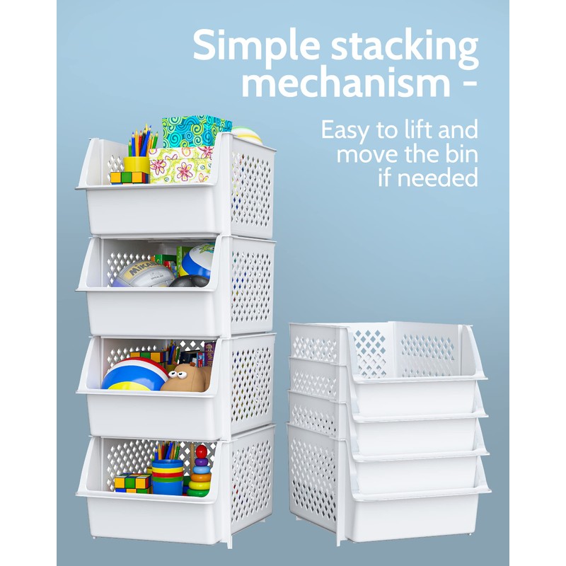 Skywin Stackable Storage Bins for Pantry - 8 Pack Stackable