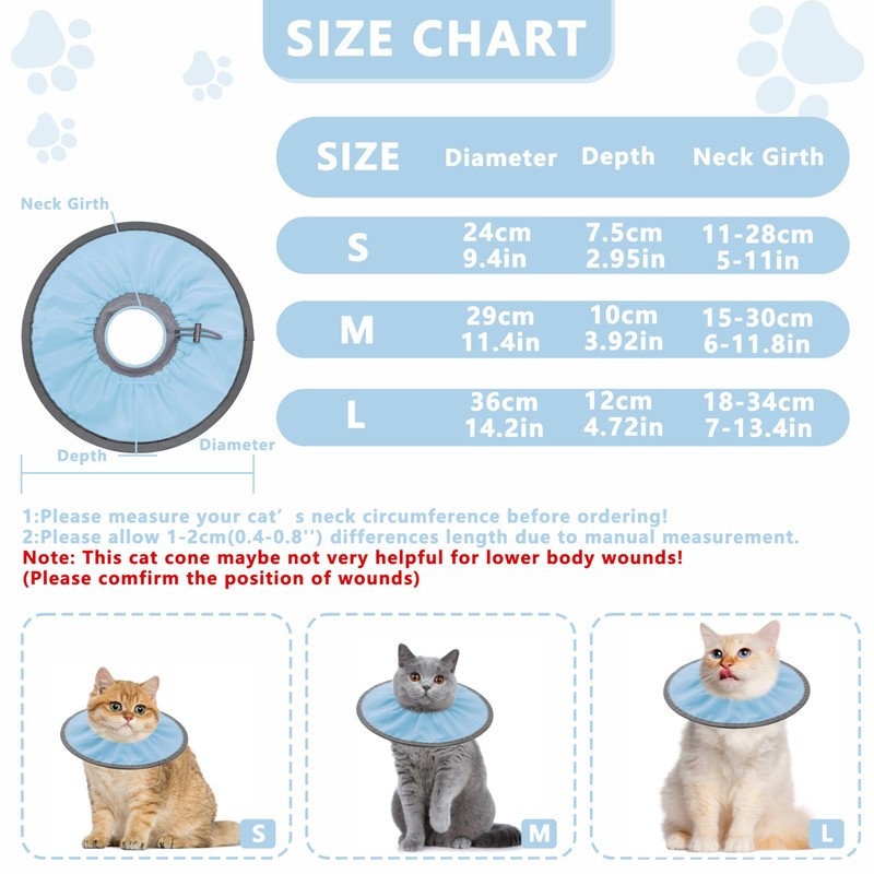 Seyezo Lightweight Cat Cone Collar Soft, Soft Comfortable Cat Recovery