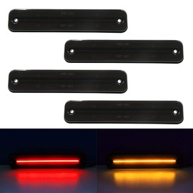 LED Side Marker Light Kit For 2003-2009 Hummer H2 Smoked Lens Amber/Front Red/Rear Replace OEM No: 25952319 Side Fender Lamps