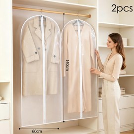 2PCS 60x140cm Garment Bags, Dust Proof Dress Clothes Storage Covers