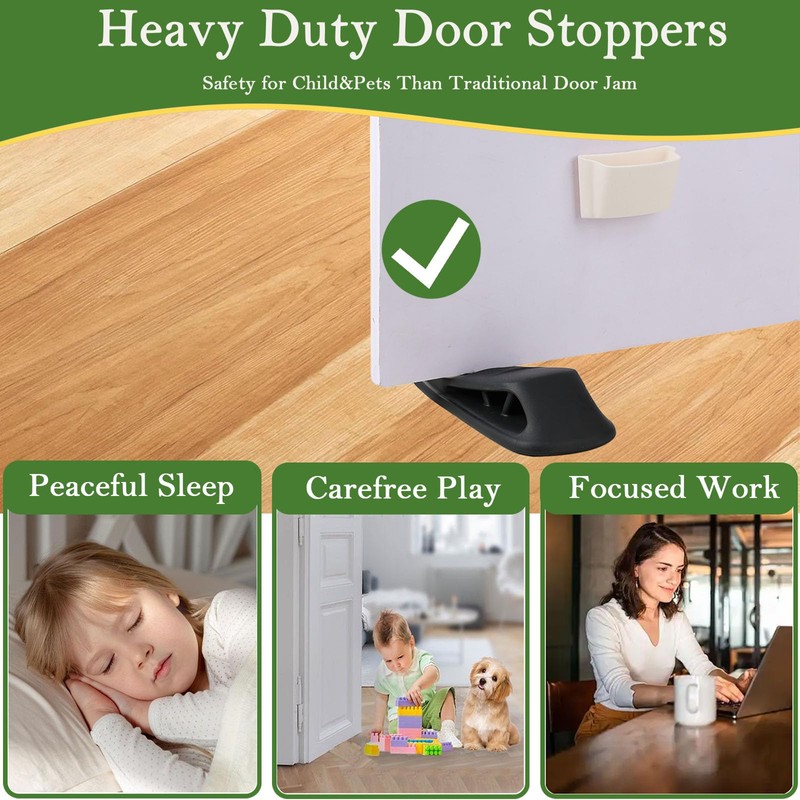 Fursafe&Q Rubber Door Stopper Wedge with Holder - Child-Safe Stackable