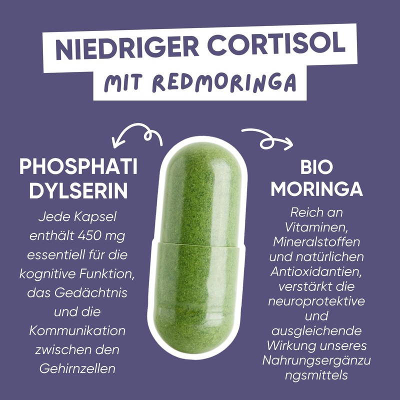 RedMoringa Cortisol Lowering Women 3-in-1 150 Vegan Capsules + 500