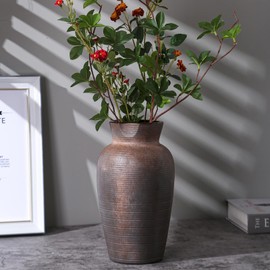 Farmhouse Vase for Home Decor, Vintage Rustic Terracotta Flower Vase Suitable for Home Decor, Living Room, Shelf, Dining Table. 10.9IN ZSHLXM