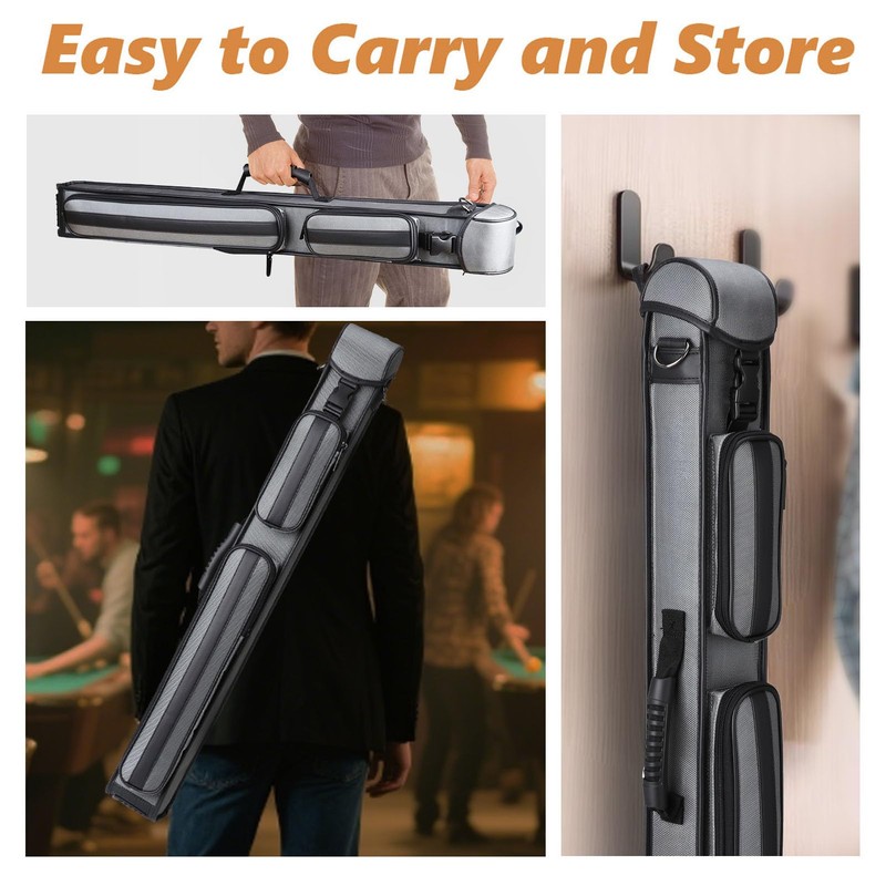 elraxw 2X3 Pool Cue Hard Case, Nylon Pool Stick Case