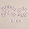24Pcs Grey White Press on Nails Short Oval Almond -
