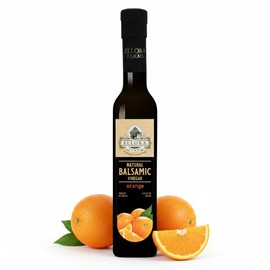 Ellora Farms, Orange Balsamic Vinegar, Real Fruit Infused, Thick Barrel Aged, No-added sugars, No-preservatives, Glass bottle, 8.5 oz (Orange)