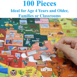 Think2Master Colorful United States Map 100 Pieces Jigsaw Puzzle Fun Educational Toy for Kids, Adults, School & Families. Great Gift for Boys & Girls Ages 4-8 to for Learning USA.23.4” X 16.5”