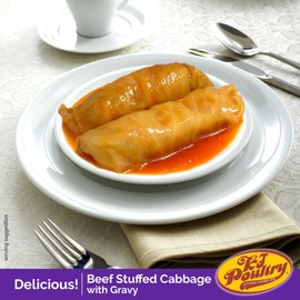 Kosher for Passover Gluten Free Meals, Beef Stuffed Cabbage Rolls in Gravy (6 Pack) MRE Meat Ready to Eat, Prepared Entree Fully Cooked, Shelf Stable Food Microwave Dinner - Traveler Backpacker