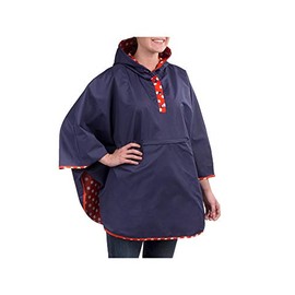 Totes Reversible Rain Poncho Two Looks in One, Womens Size, Style# 0RW2 G18, Navy / Orange & White Dots, One Size