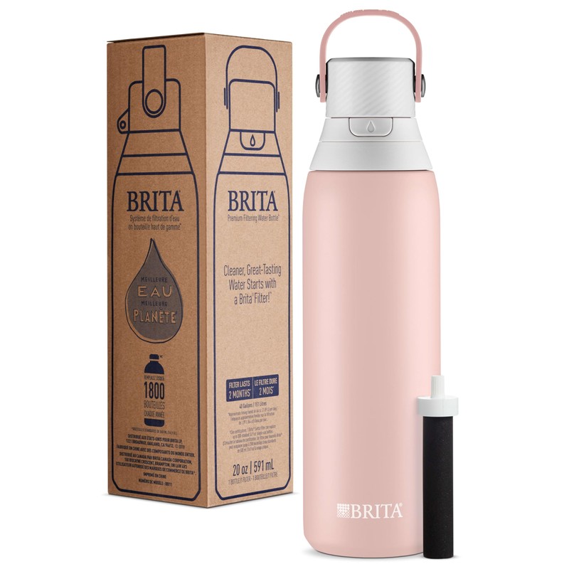 Brita Stainless Steel Premium Filtering Water Bottle, BPA-Free, Reusable, Insulated,