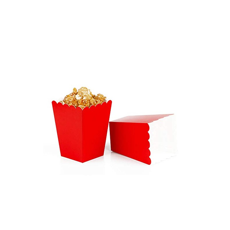 Red White Popcorn Boxes Cardboard Popcorn Favor Containers,Pack of 24