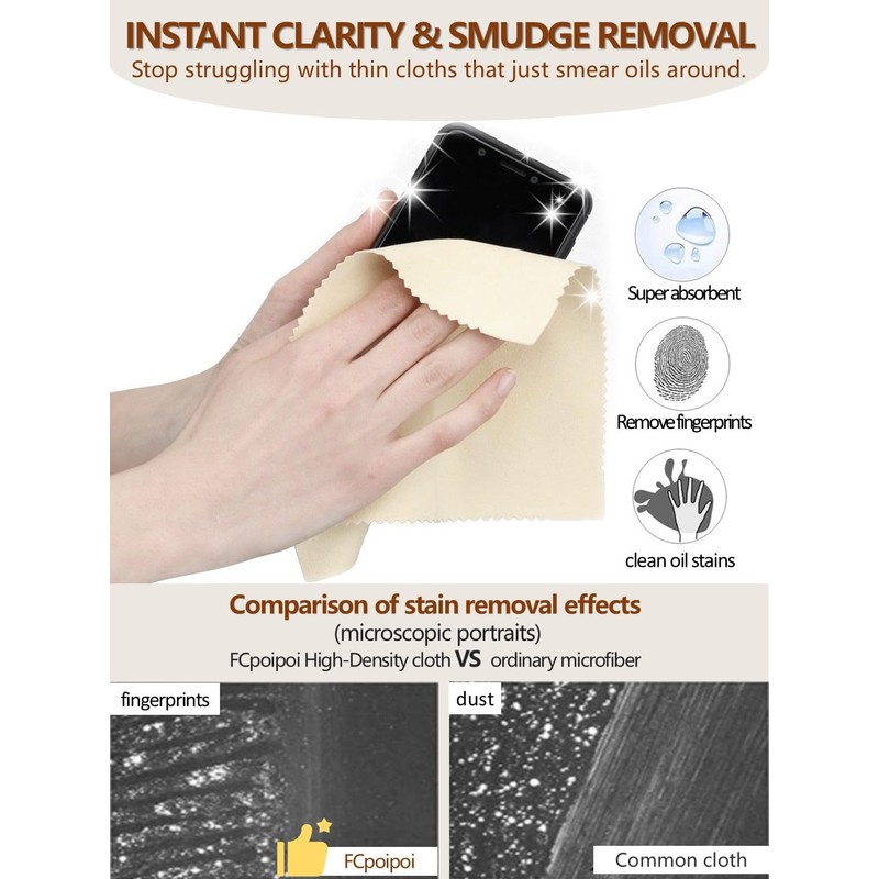 Glasses Cleaning Cloth, 30% Thicker 260g High-Density Microfiber Cleaning Cloth
