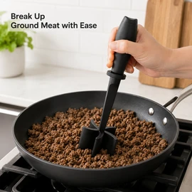 Meat Chopper for Ground Beef – Heat Resistant Nylon Meat Masher with 5 Curved Blades for Hamburger Meat, Mixing & Mashing Kitchen Tool