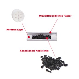 YiTenn Activated Carbon Filter Active Filter 6 mm x 27 mm Made of Activated Carbon Coconut Shell / Ceramic Head / Paper (Pack of 50)