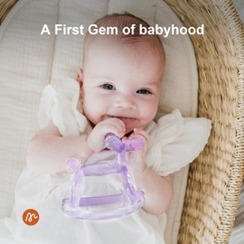 Miraloop Crystal Baby Teethers for Teething Relief, Silicone Teething Toys for 3-6 Months, Hand Teether for Infants, Prevent Choking & Odorless (Citrine)