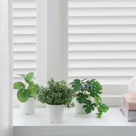 Donox Window Privacy Film Frosted Glass Film for Bathroom, Non Adhesive Static Cling Removable Window Sticker for Home Office, Anti-UV Opaque Window Coverings, Blinds Pattern, 35.4 x 78.7 inches