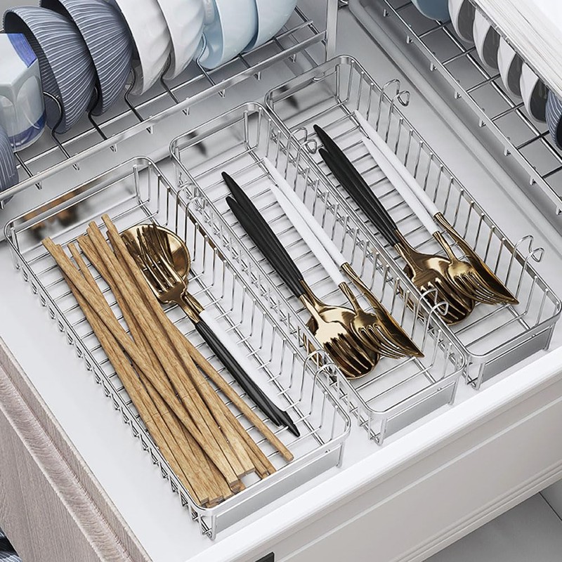 MINGFANITY Sturdy 304 Stainless Steel Utensil Drying Rack Basket, Utensil