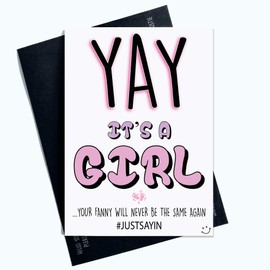 Funny New Baby Girl Card Baby Little Girl Friends New Mummy Rude Banter Humour Greeting Cards Goodbye Fanny Will Never Be The Same PC643