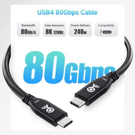 Cable Matters 80Gbps USB 4 Cable 2 ft, Supports Up to [8K@120Hz / 4K@480Hz Video, 240W Charging, 80Gbps Data Transfer] USB4 Cable, Black, Compatible with Thunderbolt 4, MacBook, XPS, Surface Pro