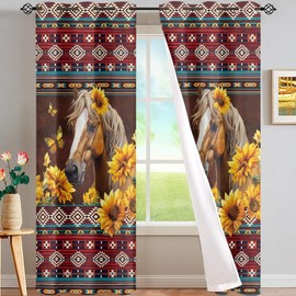 ZFRXIGN Cortinas aztecas del suroeste - Cortinas opacas para ventana de sala de estar y recámara, 63 pulgadas de largo, 2 paneles para decoración del hogar