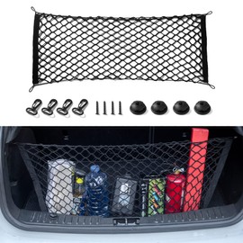 Amiss 2 Packs Cargo Net Stretchable, Car Exterior Accessories, Adjustable Elastic Trunk Storage Net with Hook for SUVs, Cars and Trucks (35.4x15.8 Inch)