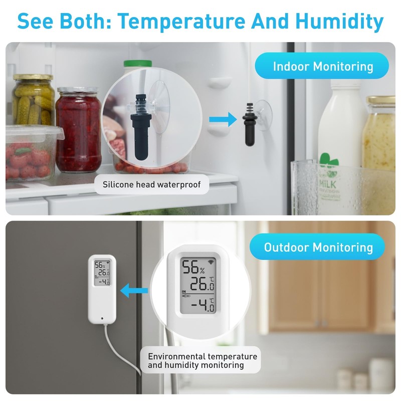 Daytech WiFi Thermometer Hygrometer with Freezer Alarm, Email Report, App
