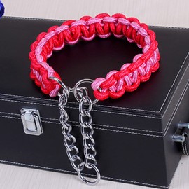 Love Dream Dog Collar and Leash Set, Heavy Duty Nylon Braided Rope Strong 44 FT Dog Leash and Martingale Training Collar for Small Medium Large Dogs Training and Walking (Red & Purple