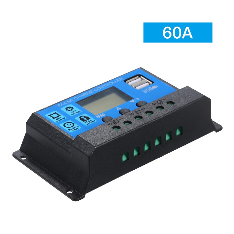 60A 12V / 24V Solar Charge Controller PWM Intelligent Regulator