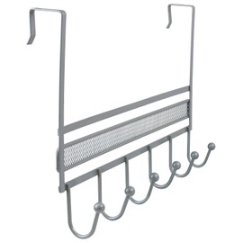 Deco Brothers Over The Door Hook Organizer with 6 Hooks, Silver