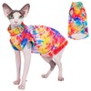 Sphynx Cat Tie Dye Shirt, Breathable Stretchy Cat Clothes, Soft