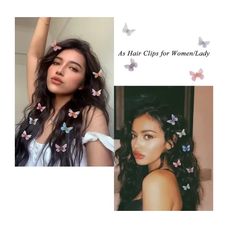 20 Pzs Para El Pelo Con Forma De Mariposa Cabello